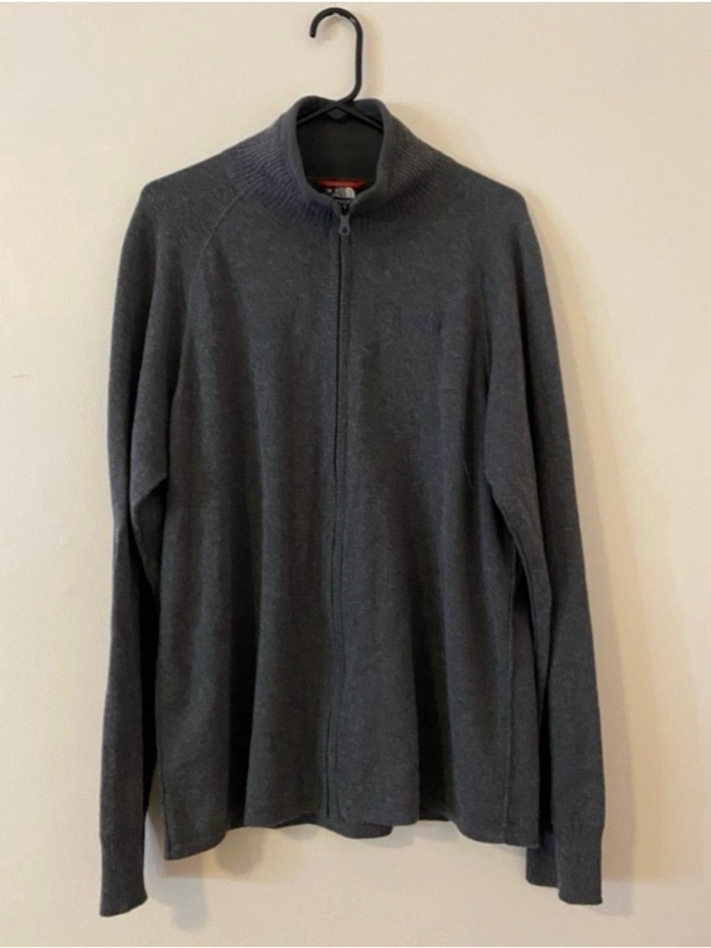 The North Face Men's wool blend Charcoal Full-Zip Sweater